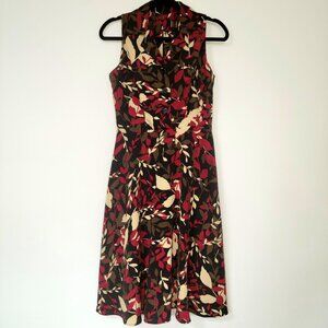 Vintage 90s R&K Originals Leaf Print A Line Midi Dress Whimsigoth Dark Academia